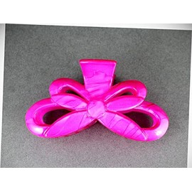 Perfect Hairstyle with Our Hair Accessories - Pink Hair Clip Marbled Bow Plastic 3.5" Long Barrette Accessory Claw Clamp Fashionable Hair Accessory Hair Jewelry Accessories for Lady Women