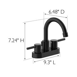 Design House 593962 Eastport II Bathroom, Centerset Faucet, Matte Black