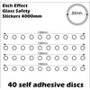 SmartSignsSolutions Pack of 40 GLASS SAFETY STICKERS ETCH EFFECT FRONT