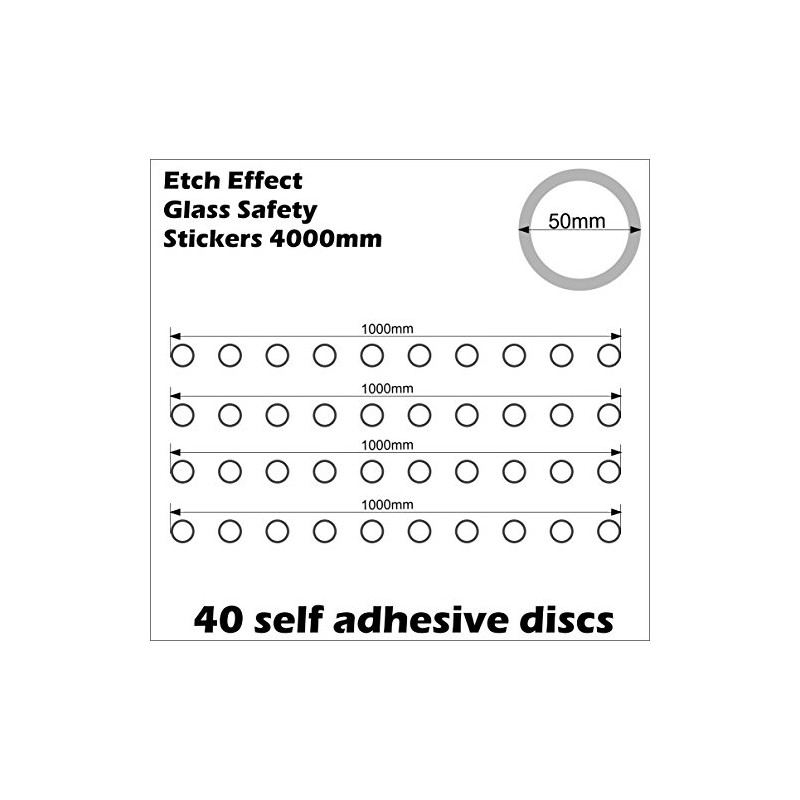 SmartSignsSolutions Pack of 40 GLASS SAFETY STICKERS ETCH EFFECT FRONT