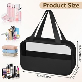 Clear Travel Toiletry Bag for Women, Portable Makeup Bag Cosmetic Wash Bags with Zippers Travel Accessories, Hanging Transparent Waterproof Bag Vacation Bathroom Organizer (Black)