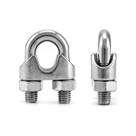 QWORK 1/2" Wire Rope Clamp Clip M12, 20 Pack Large U Bolt Saddle Guy Fastener, 304 Stainless Steel Fastener Cable Clamps, Connect 2 Layers of Wire to Form a Loop