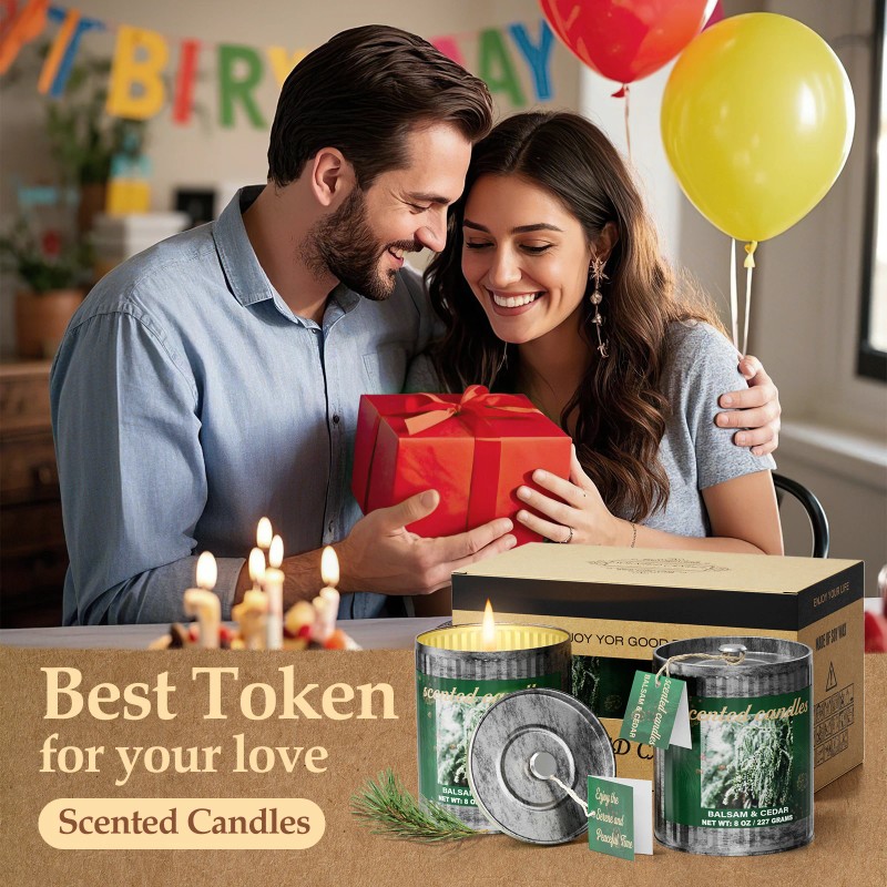 2 Pack Balsam & Cedar Scented Candle Sets | Soy