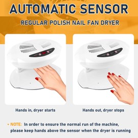 QUTUNI Nail Dryer for Regular Polish, 400W Air Nail Dryer Fan with Auto Sensor, Professional Nail Drying Fan with Hot and Cool Air for Salon and Home Use
