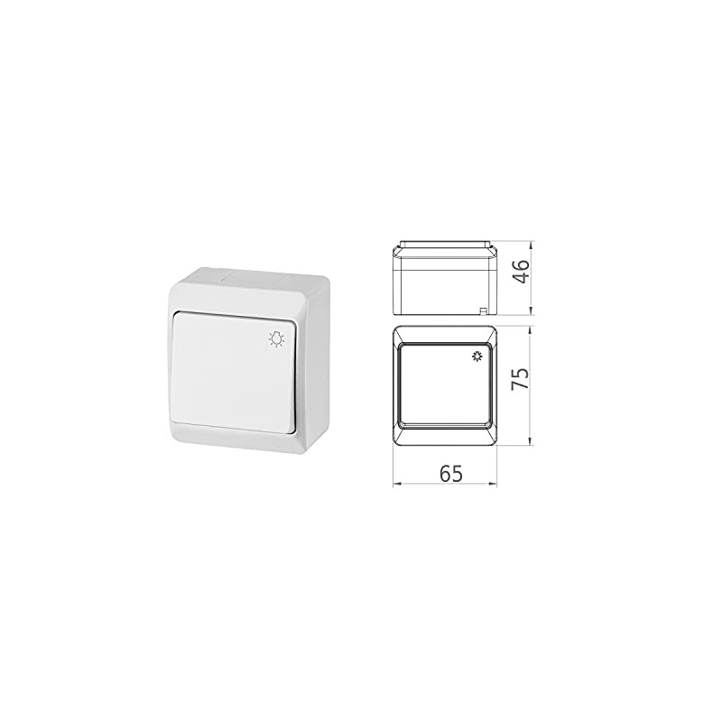 Surface-Mounted Light Switch IP44 Waterproof Outdoor White