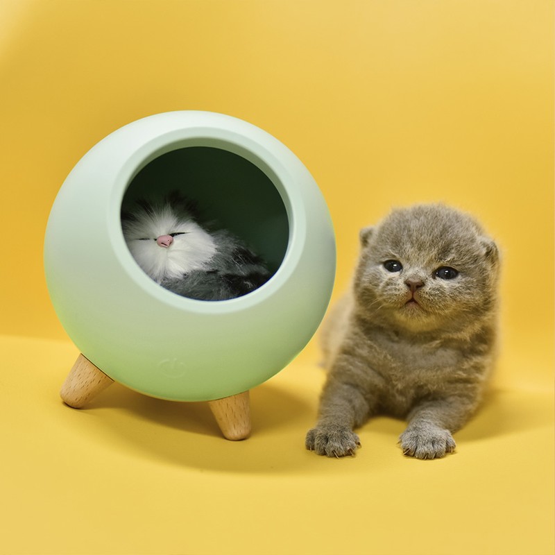 Mini Cute Kitten House Desktop LED Night Light Lamp Stepless