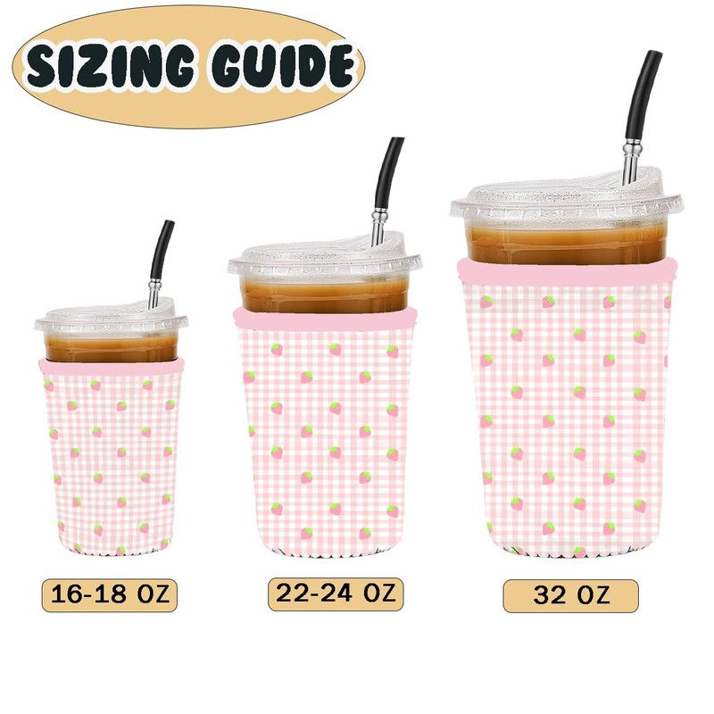Reusable 3-Pack Iced Coffee Cup Sleeve, Insulated Neoprene, Beverage Holder