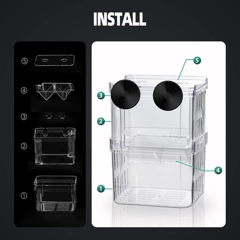 Boxtech Aquarium Fish Tank Hatchery Incubator Breeding Box, Acrylic White