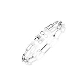 Silver Bracelet for Women 5mm Diamond-Cut Paperclip Chain Bracelet for Men 7.5 Inch