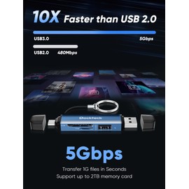 Dockteck SD Card Reader Adapter, 5G Super Speed USB3.0 SD/TF Card Reader, 3-Slot USB A/C to SD/Micro SD/USB A Memory Card Reader for UHS-I SD/Micro SD/SDHC/SDXC/MMC, with OTG for Plug&Play