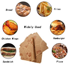 Greaseproof Baking Wrapping Paper 200 Sheets - Multipurpose Food Liner for Cakes, Breads, Sandwiches, Fries, Burgers & Hot Dogs - 22x22 cm Ideal for Baskets and Food Packaging