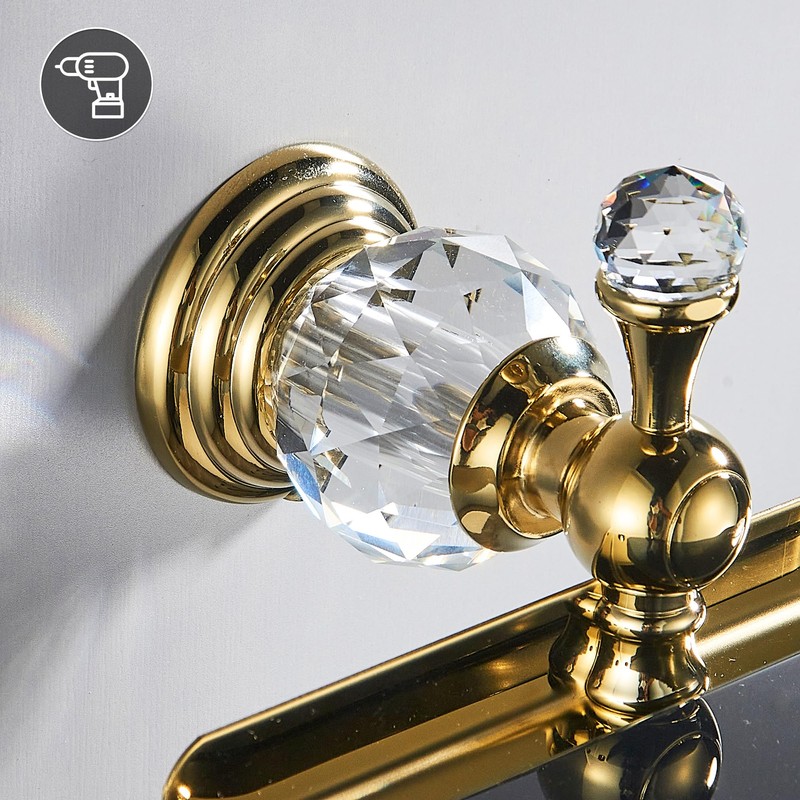 Gold Crystal Tissue Roll Paper Holder with Storage,Toilet Paper Holder