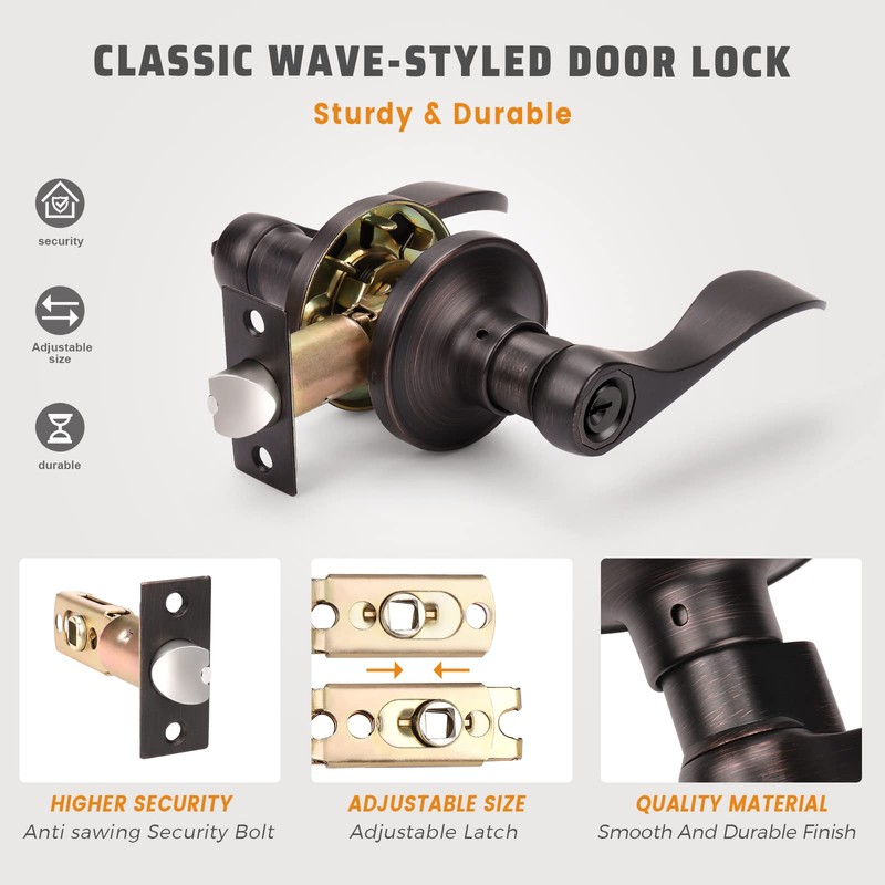 KNOBWELL 1 Pack Keyed Entry Front Door Handle Entrance Handlesets