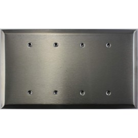 Over Sized Jumbo Satin Stainless Steel 4 Gang Blank Wall Plate