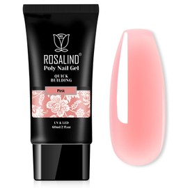 ROSALIND 2 oz Poly Nail Gel Millennial Pink Color, Pink Poly Extension Gel Jelly Color Poly Builder Nail Quick Building Acrylic Nails Poly Extension Thickening Nail Art Trendy Beauty