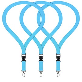 3 x Premium Lanyard Neck Strap Lanyard Set with Carabiner Hook and Plug Clasp for ID Holder Mobile Phones Camera USB Devices Key Ring Name Tags ID Card Holder (Sky Blue)