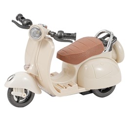 CMANLNYK Mini Scooter Toy for Doll - Cute Small Dolls Creative Accessories, Fun Interactive 360 Degree Rotating Motorcycle Toy with Lights and Music White