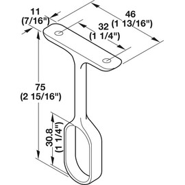 Center Support for Oval Closet Rod - Chrome