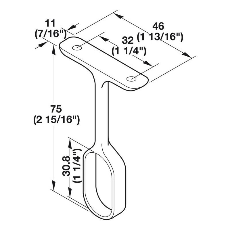 Center Support for Oval Closet Rod - Chrome
