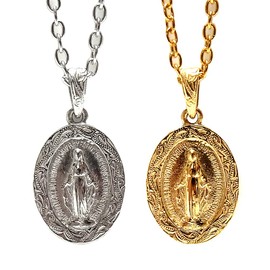 Jurice Hawaiian Jewelry, Maria Necklace, Women's, Men's, 14K Yellow Gold Coated, Silver, Kareikini, Surgical Stainless Steel