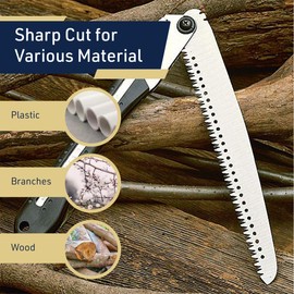 Folding Hand Saw for Wood Cutting, Camping, or Landscaping - 10” Japanese Folding Pruning Saw Tree Trimmer Branch Cutter with Razor Teeth and SK5 Steel Blade for Gardening by Kings County Tools