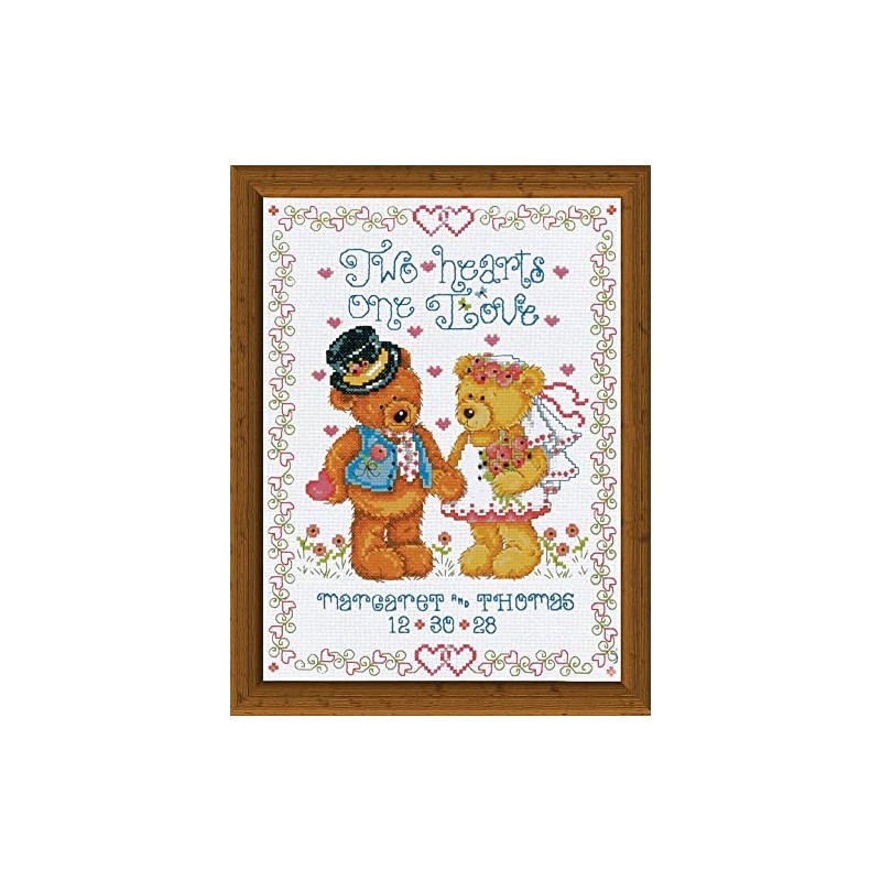 Design Works Two Hearts Wedding Sampler Cross Stitch Kit, Multi-Colour