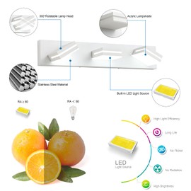 SineRise LED Modern Bathroom Vanity Light Fixtures (3-Light, 24-Inch), Matte White Modern Acrylic Bathroom Wall Lighting Fixtures Over Mirror (Cool White 6000K)