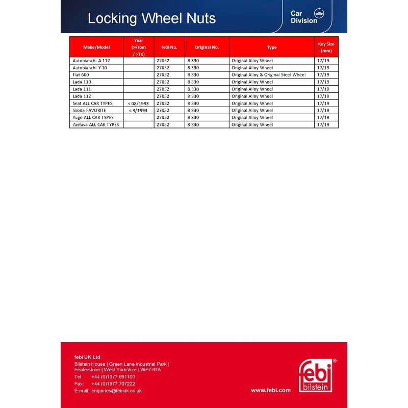 febi bilstein 27052 Wheel Bolt Kit lockable, pack of one,