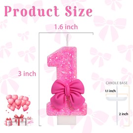 ElekFX Number 1 Birthday Candle, Rose, Unscented, 3.1 x 5.9 Inches, Modern Theme, Smokeless, Indoor Use