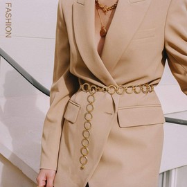 Metal O-ring Chain Waist Belts for Women by JASGOOD,Adjustable Multi Layer Body Link Chain Belt Fashion Bling Waist Belt for Dress,Pants,Coat