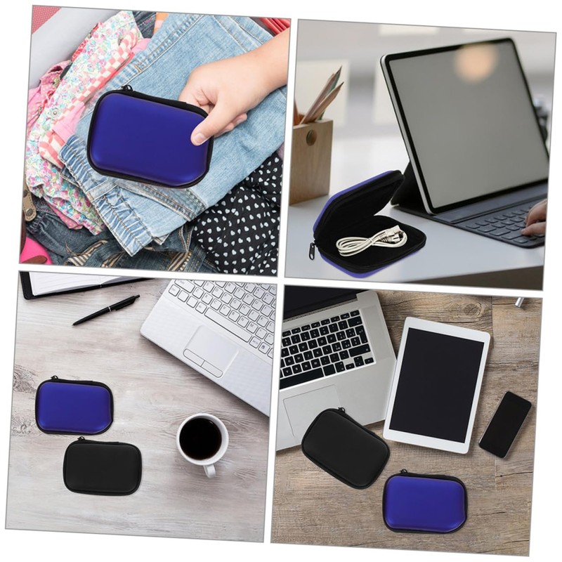 2 Pcs Portable Storage Box Small Headphone Bag Earphone Carrying