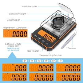 Brifit Digital Precision Scales 0.001 g - Mini Milligram Scales 50 g with Calibration Weight & Tweezers - Precision Pocket Scales for Jewellery, Spices, Laboratory with LCD Display & 6 Measuring Units