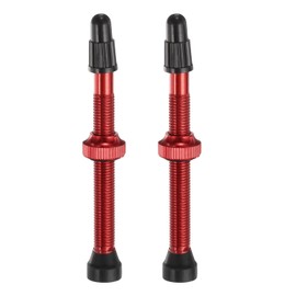 HARFINGTON 2pcs Tubeless Valve Stems 60mm Aluminum Alloy Tubeless Valve Super Light No Leak Durable Valve Stem Caps Multiple Color & Size Fit Most Bicycle Tubeless Rims Pair, Red