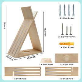 Agekub Tonie Shelf for Toniebox and Tonie Figures Triangle Wall Mounted or Desk Magnetic Wooden Shelves Storage Rack for Kids Play Room