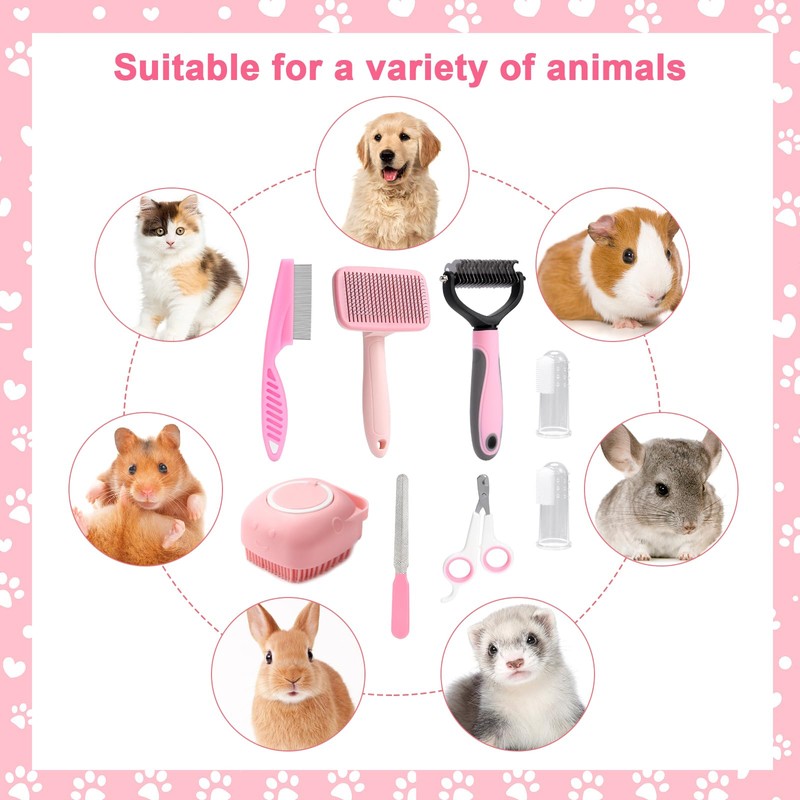 VCZONE 8 Pcs Dog Grooming Kit with Self Cleaning Tools: