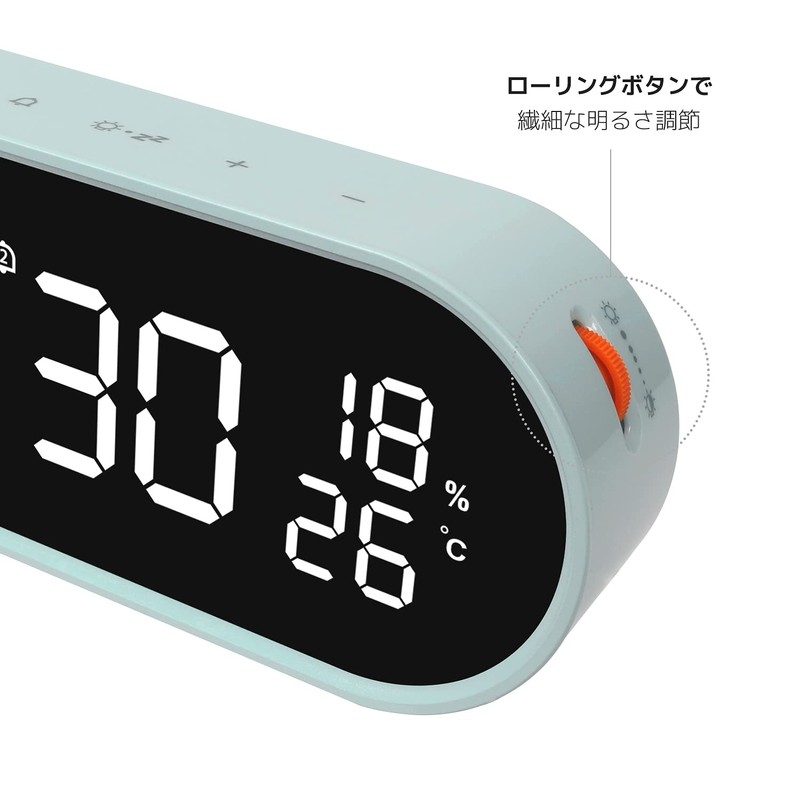 mooas Rolling Pop Mirror Clock, Digital Clock with USB Charging