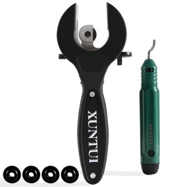 XUNTUI One-Hand Ratcheting Tube Cutter for Tight Spaces - Adjustable 5/16" to 1-1/8" Pipe Cutter for Copper, Aluminum & Brass | with 4 Bearing Blades & Deburring Tool | HVAC Plumbing Tool