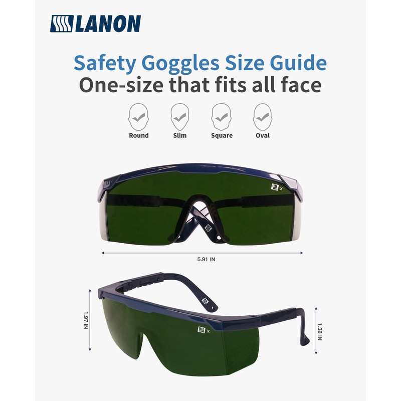 LANON Welding Safety Glasses,IR Filter Shade 5.0 Lens,Anti-Scratch & Anti-Impact,ANSI
