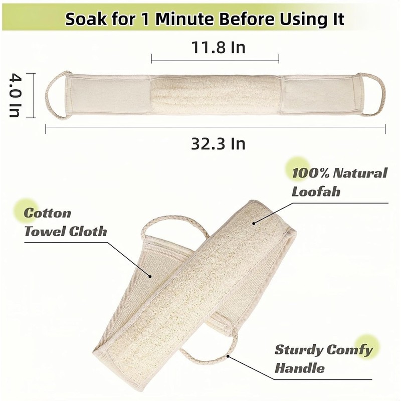 Esponja de lufa natural para la espalda, exfoliante corporal, exfoliante