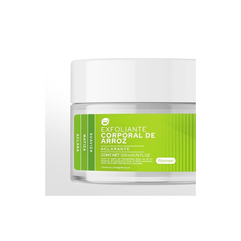 Exfoliante Corporal de Arroz, Aclarante Natural, 200 ml