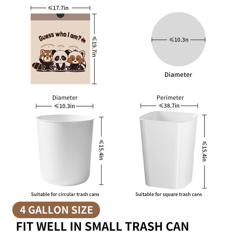 Trash bags, 4 Gallon Trash Bags Drawstring, Colorful & Portable