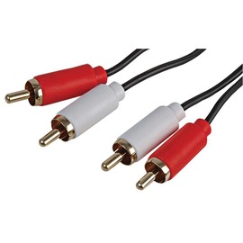 2X PHONO PLUG TO PLUG LEAD 2M BLACK, Audio & Video Cable Assemblies QTY X 1