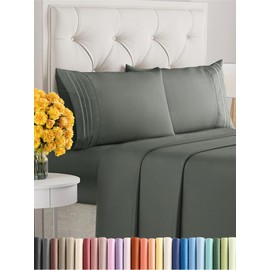 King Size 4 Piece Sheet Set - Extra Soft, Breathable & Cooling - Hotel Luxury Durable Bed Sheets for Women & Men - Deep Pockets, Easy-Fit & Wrinkle-Free - Gunmetal Grey Oeko-Tex