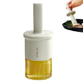 RFetomax Glass Oil Dispenser with Heat Resistant Brush,Oil Dispenser Bottle with Silicone Pastry Brush for Kitchen,Cooking Vinegar and Sauce BBQ Grill Frying (Oil Dispenser-White)
