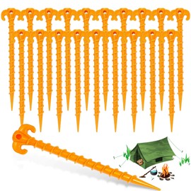 xianzhanEU Pack of 20 Camping Tent Pegs, 20 cm Plastic Tent Nails for Camping, Rain Tarpaulins, Hiking, Gardening, Outdoor, Beach, Caravanning, Yellow