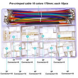 Tcenofoxy JST Molex Cable Connector Kit, Compatible with JST VH 3.96mm VH 3.96 2P 3P 4P 5P 6P 7P 8P 9P 10P Housing with 20AWG Pre-Crimped Cables (TC-VH-MM)