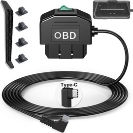 Dash Cam OBD Hardwire Kit, Dash Camera USB Type C Hardwire Kit with OBD2 Power Cable for Dashcam 12-24V to 5V/3A with Low Voltage Protection 24h Parking Surveillance/ACC Mode for Dashcam, GPS or Radar