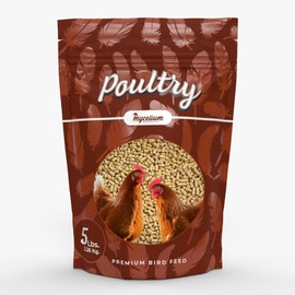 Mycelium Premium Poultry Plus Protein– Organic, Non-GMO, High Nutritional Value Bird Food for Chickens, Ducks, & Turkeys, Sourced from Local USA Farms, Sustainable Farming, 5 lbs
