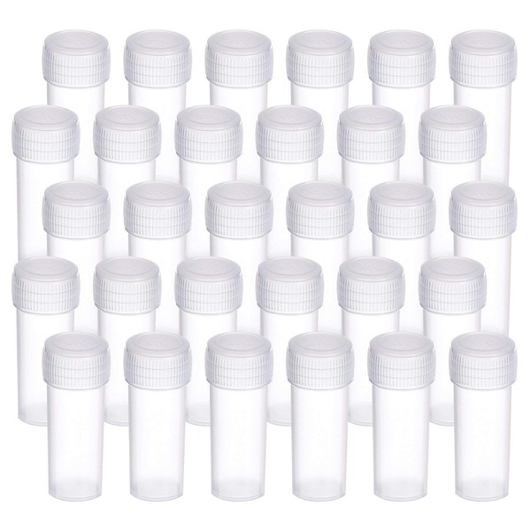 50 Pcs 5 ml Plastic Sample Bottles Small Clear Storage Container Case Test Tube Vial with Lid