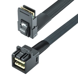 10Gtek® SFF-8643 to SFF-8087 Cable, Straight to Right Angle, Internal Mini SAS HD to SAS Cable, 1 Meter (3.3 Feet)